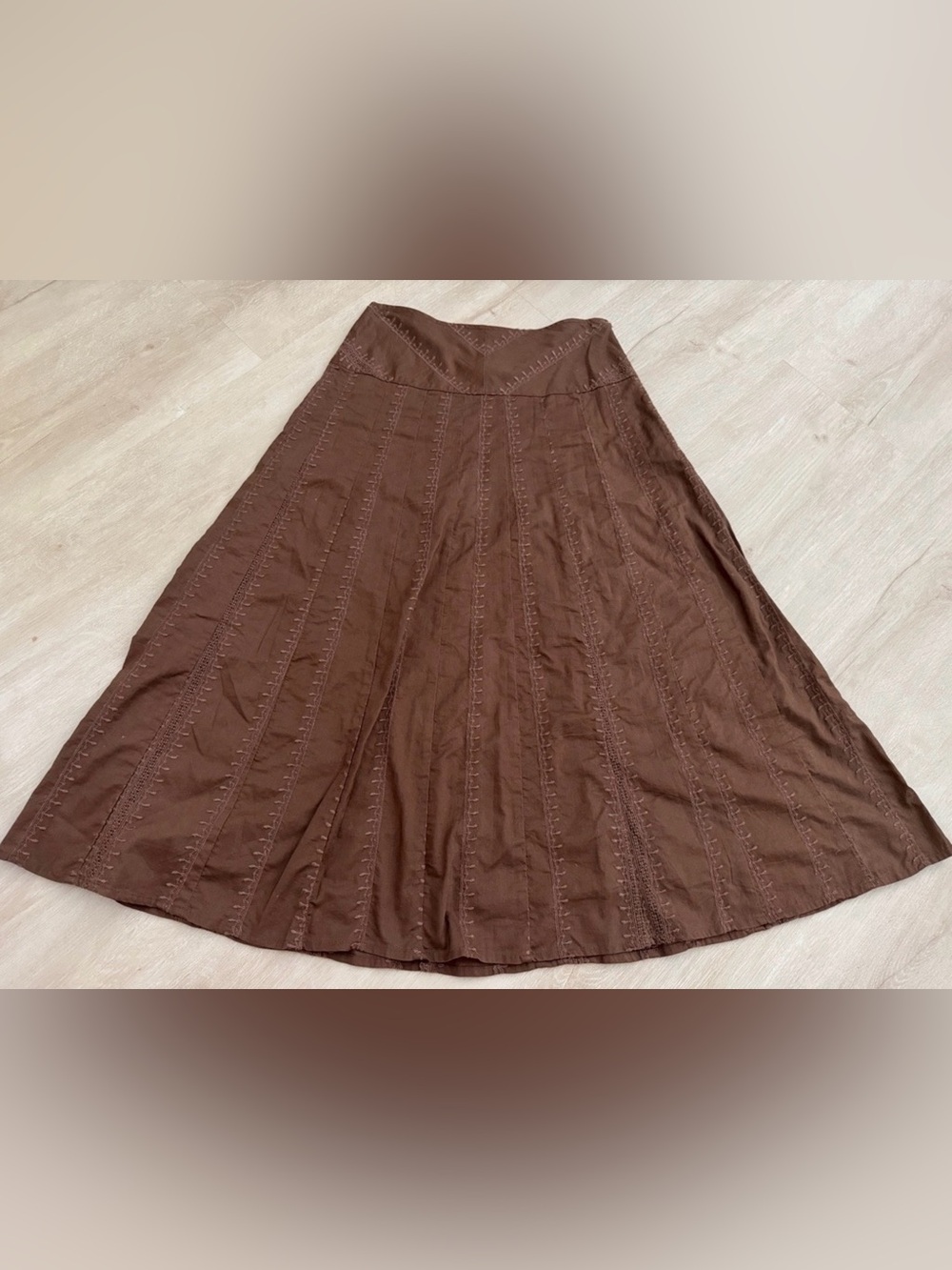 J. Jill Brown A-Line Skirt with Stitch Detail